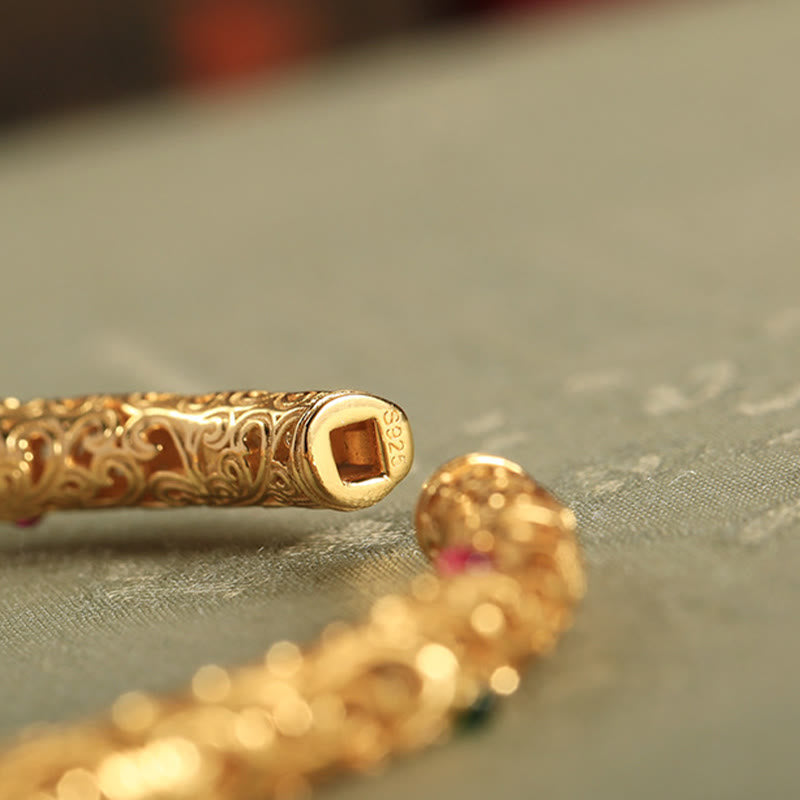 Buddha Stones "Sending Health and Good Fortune" Cyan Jade Copper Bangle Includes Gift Message Card