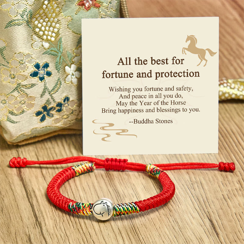Buddha Stones "All the Best for Fortune and Protection" Year of the Horse Includes Gift Message Card