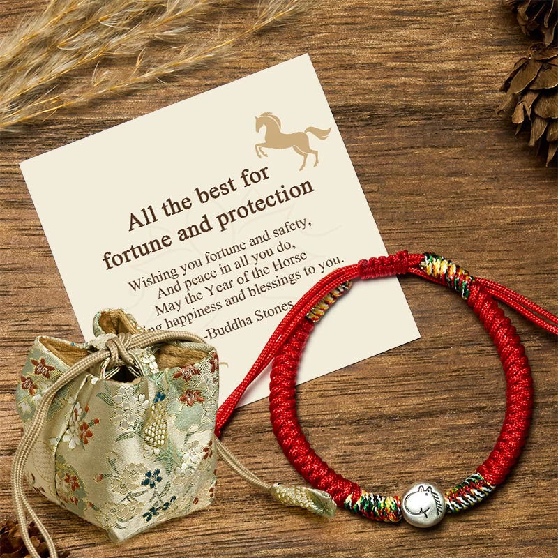 Buddha Stones "All the Best for Fortune and Protection" Year of the Horse Includes Gift Message Card