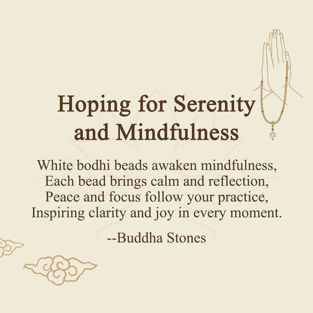Buddha Stones "Hoping for Serenity and Mindfulness" Bodhi Lotus Mala Includes Gift Message Card