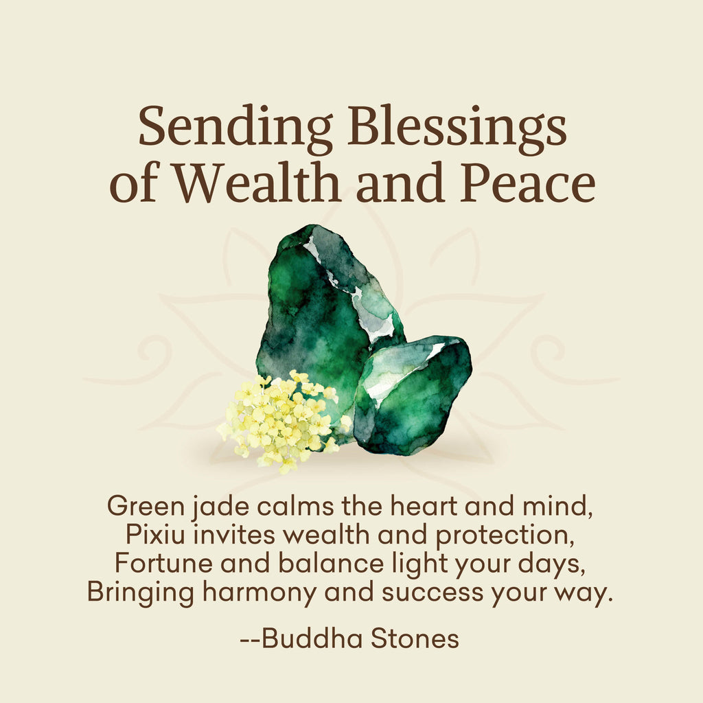 Buddha Stones "Sending Blessings of Wealth and Peace" PiXiu Jade Bracelet Includes Gift Message Card