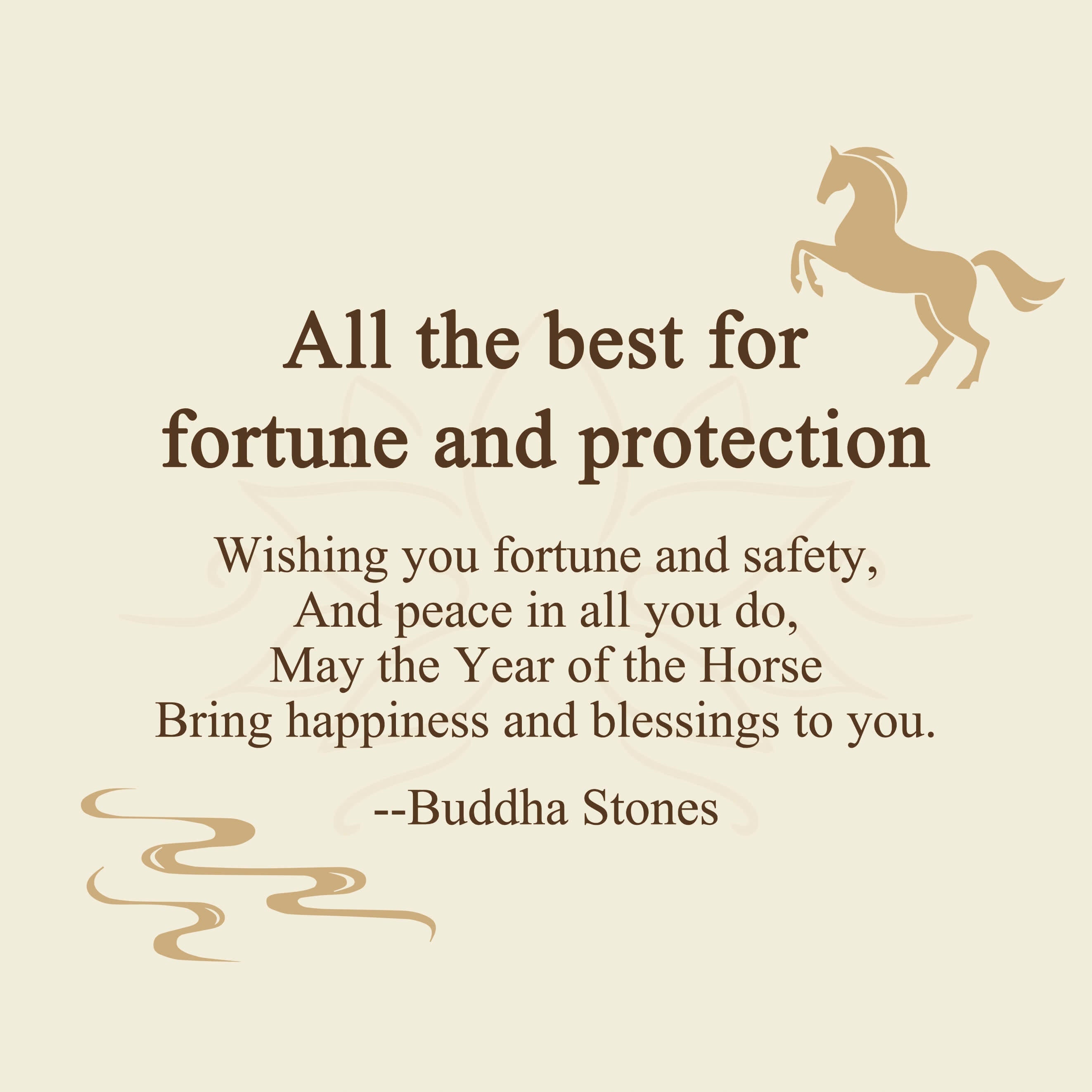 Buddha Stones "All the Best for Fortune and Protection" Year of the Horse Includes Gift Message Card