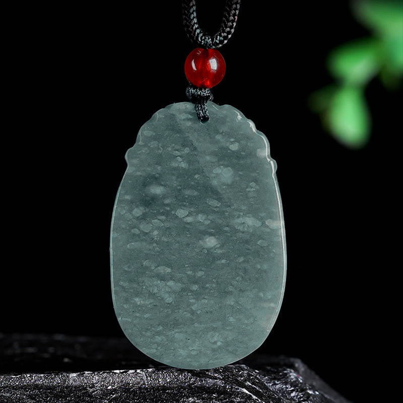 Buddha Stones Chinese Zodiac Jade Year of the Horse Luck Rope Necklace Pendant