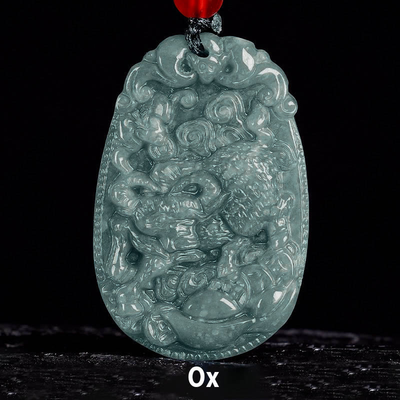 Buddha Stones Chinese Zodiac Jade Year of the Horse Luck Rope Necklace Pendant