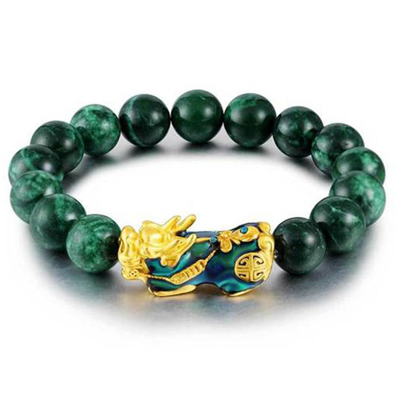 Buddha Stones "Sending Blessings of Wealth and Peace" PiXiu Jade Bracelet Includes Gift Message Card