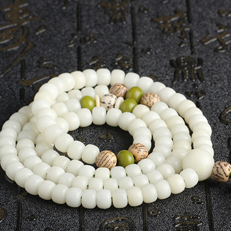 Buddha Stones "Hoping for Serenity and Mindfulness" Bodhi Lotus Mala Includes Gift Message Card