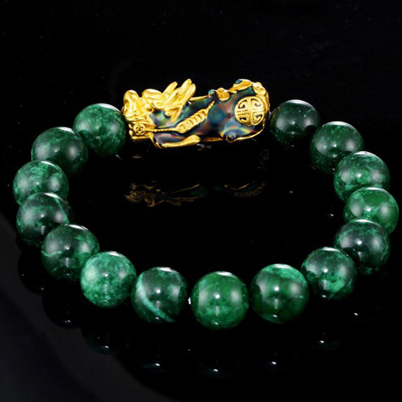 Buddha Stones "Sending Blessings of Wealth and Peace" PiXiu Jade Bracelet Includes Gift Message Card