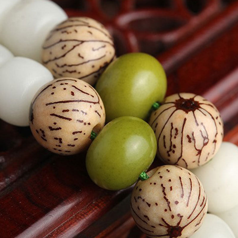 Buddha Stones "Hoping for Serenity and Mindfulness" Bodhi Lotus Mala Includes Gift Message Card