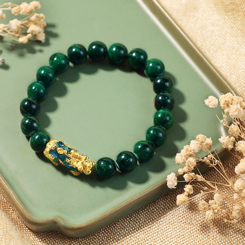 Buddha Stones "Sending Blessings of Wealth and Peace" PiXiu Jade Bracelet Includes Gift Message Card