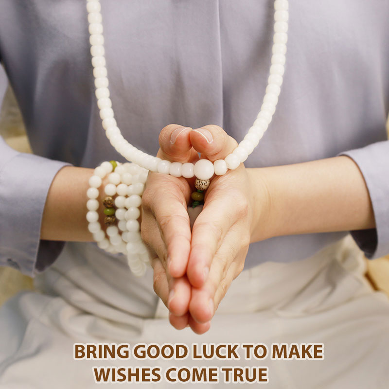 Buddha Stones "Hoping for Serenity and Mindfulness" Bodhi Lotus Mala Includes Gift Message Card