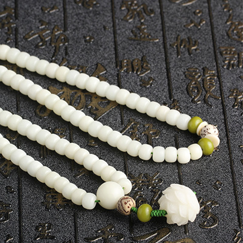 Buddha Stones "Hoping for Serenity and Mindfulness" Bodhi Lotus Mala Includes Gift Message Card