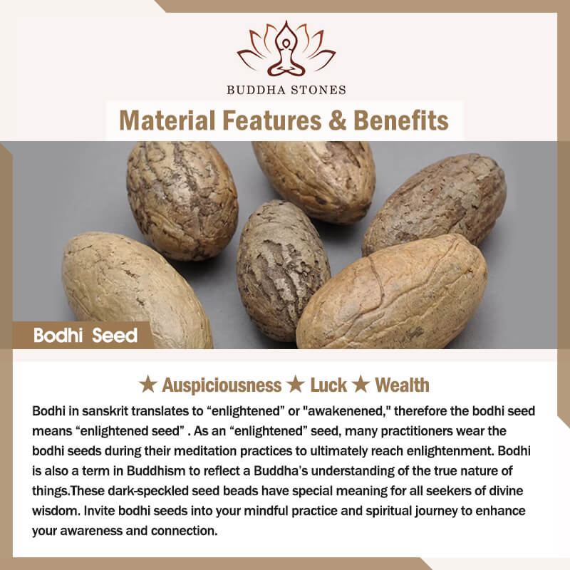 Buddha Stones "Hoping for Serenity and Mindfulness" Bodhi Lotus Mala Includes Gift Message Card